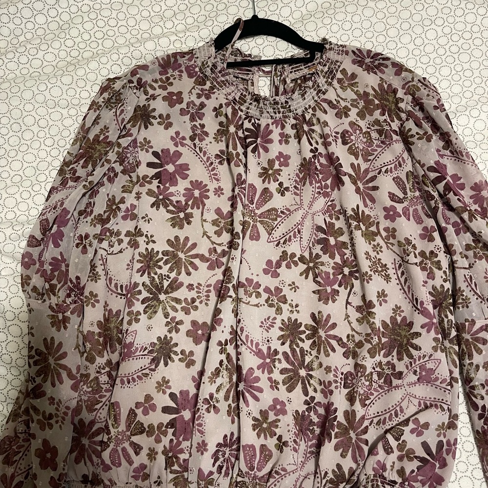 Free People Floral Blouse in Purple